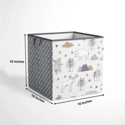 Bacati - Woodlands Gray/Beige Neutral Cotton Storage Box Small -Home Storage Store GUEST 3d5e5bb2 087e 44a2 86e8 50e00bff1d8d