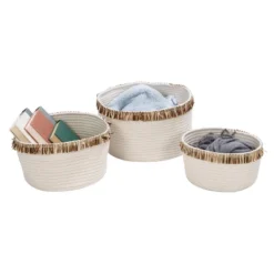 Honey-Can-Do Set Of 3 Cotton Rope Baskets White