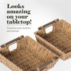 American Atelier Water Hyacinth Wicker Basket With Handles Square Woven Wicker Storage Baskets, Built-in Carry Handles Laundry Storage Or Pantry Bin -Home Storage Store GUEST 3ef4ca7d 5e59 42c4 b6ac 6318db71f696
