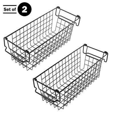 Set Of 2 Storage Bins - Basket Set For Toy, Kitchen, Closet, And Bathroom Storage - Small Shelf Organizers With Handles By Home-Complete (Black) 1 Set Of 2 Storage Bins - Basket Set For Toy, Kitchen, Closet, And Bathroom Storage - Small Shelf Organizers With Handles By Home-Complete (Black)