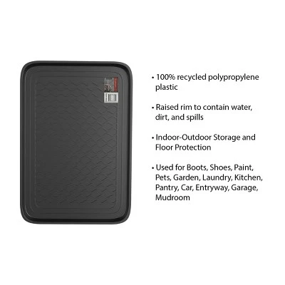 All Weather Boot Tray - Medium Water Resistant Plastic Utility Shoe Mat For Indoor And Outdoor Use In All Seasons By Stalwart (Set Of Two, Dark Grey) 2 All Weather Boot Tray - Medium Water Resistant Plastic Utility Shoe Mat For Indoor And Outdoor Use In All Seasons By Stalwart (Set Of Two, Dark Grey) - Image 2