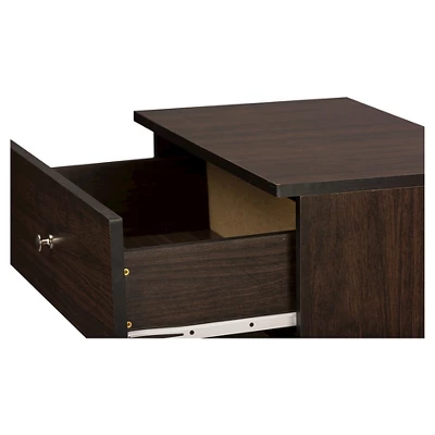 Felda Modern Shoe Cabinet With 2 Doors And Drawer - Dark Brown - Baxton Studio 4 Felda Modern Shoe Cabinet With 2 Doors And Drawer - Dark Brown - Baxton Studio - Image 4