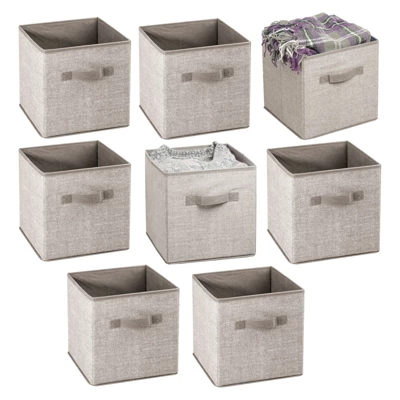 MDesign Fabric Closet Organizer Cube Bin - Textured Print, Small 9 MDesign Fabric Closet Organizer Cube Bin - Textured Print, Small - Image 9