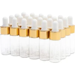 Juvale 24-Pack Clear Glass Tincture Bottles With Dropper, Mini Eye Dropper Bottles For Essential Oils, Travel Aromatherapy Perfume, Gold, 10ml -Home Storage Store GUEST 4629ebd9 fa72 41fd 9782 31efed78a415