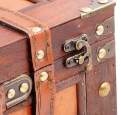 Brynnberg 13"x8,3"x4,3" Wooden Pirate Flap Closure Treasure Chest - Lockable -Home Storage Store GUEST 48982abc 77d7 43e1 beea 80776668375f