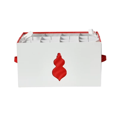 Household Essentials Ornament Storage Chest With 24 Pockets Green 9 Household Essentials Ornament Storage Chest With 24 Pockets Green - Image 9