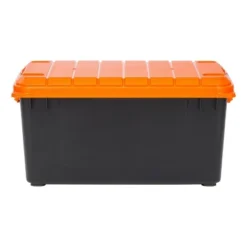 IRIS 2pk 82qt Store-it-All Box Black With Orange Lids And Buckles