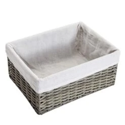 Farmlyn Creek Set Of 4 Wicker Storage Baskets With Liners For Shelves, Decorative Woven Nesting Bins For Organizing Pantry, 2 Sizes (Grey) -Home Storage Store GUEST 4dfe427d 685d 4a28 b8bc 8917d780b753