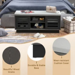 Costway Shoe Storage Bench With Cushion Shoe Storage Organizer Shoe Rack Entryway Grey/Natural -Home Storage Store GUEST 50b2f99f 7662 4e21 bb2b 6586e2ecfd12