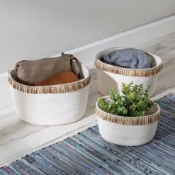 Honey-Can-Do Set Of 3 Cotton Rope Baskets White -Home Storage Store GUEST 54a2214b 1c88 490e 905d 14ecaa459938