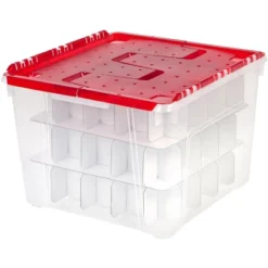 IRIS USA Ornament Storage Box, Plastic Organization Container Bin, Clear/Red -Home Storage Store GUEST 5703e4ff 3c5e 44b1 8339 a64d6e2c639e