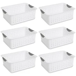 Sterilite Ultra Ventilated Open Top Plastic Storage Organizer Basket With Gray Contoured Carrying Handles -Home Storage Store GUEST 572db26e 526a 40d7 ad67 8fbcf035d85d