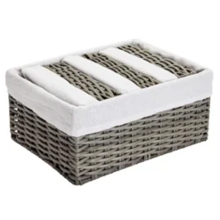 Farmlyn Creek Set Of 4 Wicker Storage Baskets With Liners For Shelves, Decorative Woven Nesting Bins For Organizing Pantry, 2 Sizes (Grey) -Home Storage Store GUEST 5ae8ba03 ca0b 4c51 8ecd bf1b8f5acaf3