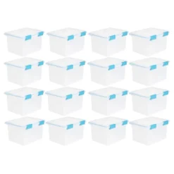 Sterilite 32 Quart Stackable Clear Plastic Storage Tote Container With Blue Gasket Latching Lid For Home And Office Organization, Clear -Home Storage Store GUEST 5af01a01 4fb5 41c8 8a71 eca3510aab53