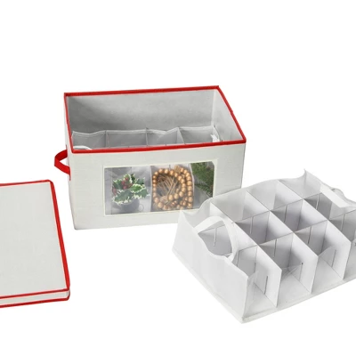 Household Essentials Ornament Storage Chest With 24 Pockets Green 10 Household Essentials Ornament Storage Chest With 24 Pockets Green - Image 10