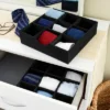 Household Essentials Set Of 2 9-Section Drawer Trays Black Linen