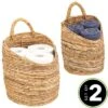MDesign Woven Banana Bark Hanging Wall Storage Basket - Set Of 2 - Natural/Tan