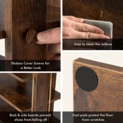 Costway Patented 7-Tier Double Rows Shoe Rack Vertical Wooden Shoe Storage Organizer Rustic White/Brown -Home Storage Store GUEST 5f3b1dd0 930a 48d8 bafe 6143f49c1daa