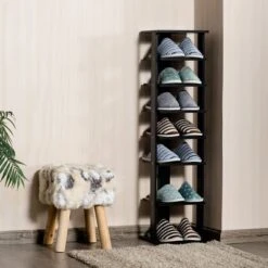 Costway Wooden Shoes Storage Stand 7 Tiers Shoe Rack Organizer Multi-shoe Rack Shoebox Black -Home Storage Store GUEST 62bbde3a 6e3c 47e7 97eb 99b948b6a8bb