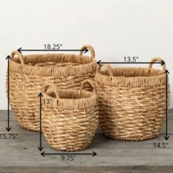 15.75"H Sullivans Chunky Woven Basket Set Of 3, Natural -Home Storage Store GUEST 649362ef 0be2 4187 8ced 2e3ae166eaf7