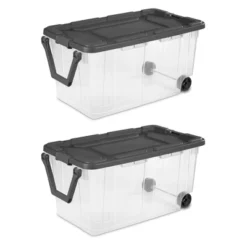 Sterilite 160 Quart Latching Stackable Bedroom Closet Playroom Wheeled Storage Box Container Bin With Gray Lid And Clear Sides 12 Sterilite 160 Quart Latching Stackable Bedroom Closet Playroom Wheeled Storage Box Container Bin With Gray Lid And Clear Sides -Home Storage Store GUEST 6505dca8 2fe5 4a18 8c68 e4ade8eab137