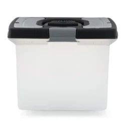 Gracious Living Portable Stackable File Storage Caddy W/ Comfort Grip Handles And Accessory Compartment, For Letter Size Hanging File Folders