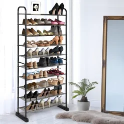 Costway 10-Tier Shoe Rack Space-saving Shoe Organizer W/Metal Frame Shoe Tower -Home Storage Store GUEST 65f4c109 a085 42f1 bd0b 5a0a6a12c940