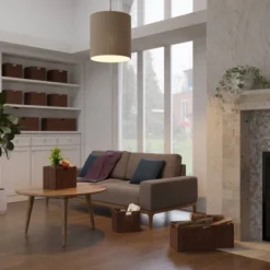 3pc Tessa Woven Rope 2 Small And 1 Large Basket Set Walnut - Winsome -Home Storage Store GUEST 6898977a 65e4 4af7 954d 53349f5bbadb