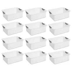 Sterilite Ultra Ventilated Open Top Plastic Storage Organizer Basket With Gray Contoured Carrying Handles -Home Storage Store GUEST 696b89d2 47d6 4035 9db0 4e498d412d63