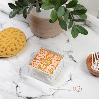 Sewzinski Boho Florals Yellow White Pink 4" X 4" Acrylic Box - Deny Designs 2 Sewzinski Boho Florals Yellow White Pink 4" X 4" Acrylic Box - Deny Designs - Image 2