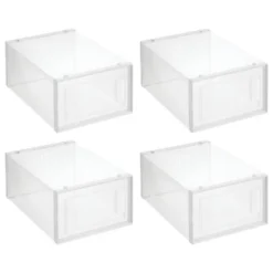 MDesign Plastic Stackable Closet Shoe Storage Box, Side Opening, Clear -Home Storage Store GUEST 6a6b1d39 bbb4 4cd5 ae29 5ac1417bb159