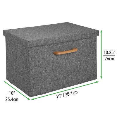 MDesign Soft Textured Fabric Home Storage Organizer Box, 2 Pack 5 MDesign Soft Textured Fabric Home Storage Organizer Box, 2 Pack - Image 5