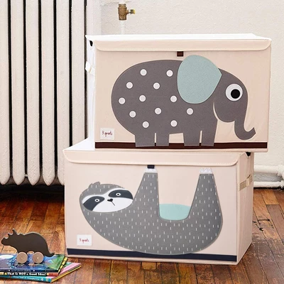 3 Sprouts Collapsible Toy Chest Storage Organizer Bin For Boys And Girls Playroom Nursery Bundle With Polka Dot Elephant And Sloth Designs (2 Pack) 4 3 Sprouts Collapsible Toy Chest Storage Organizer Bin For Boys And Girls Playroom Nursery Bundle With Polka Dot Elephant And Sloth Designs (2 Pack) - Image 4