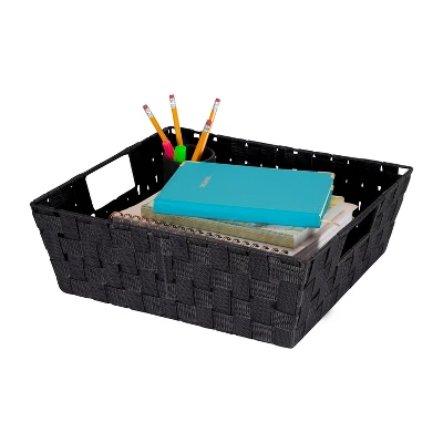 Simplify Large 13" Woven Strap Storage Bin Black 2 Simplify Large 13" Woven Strap Storage Bin Black - Image 2