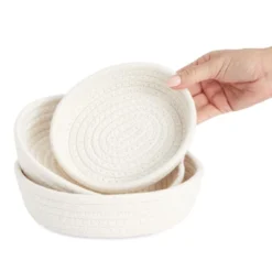Juvale 3-Piece Small Round Cotton Rope Woven Storage Basket Set, Nesting Bins For Organizing Toys On Shelves, Counters, Home Decor, White, 3 Sizes -Home Storage Store GUEST 6ffbd4bb e6c7 4501 92d5 eb8af1df0cef