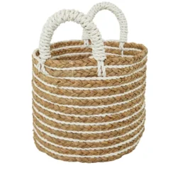 Set Of 3 Seagrass Storage Baskets Brown/White - Olivia & May -Home Storage Store GUEST 70c94d48 a2df 4c8a 90c3 329efeafdeb6