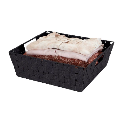 Simplify Large 13" Woven Strap Storage Bin Black 4 Simplify Large 13" Woven Strap Storage Bin Black - Image 4