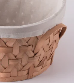 Vintiquewise Wooden Round Display Basket Bins, Lined With White Fabric, Food Gift Basket, Large -Home Storage Store GUEST 73890b13 3dfc 44dd 935a efcc5e79d134