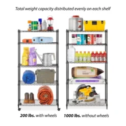 Whitmor Supreme 5 Tier Cart Silver -Home Storage Store GUEST 74c02572 6864 4b98 9d15 9ce262b15443