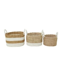 Set Of 3 Seagrass Storage Baskets Brown/White - Olivia & May -Home Storage Store GUEST 762be3fa 2814 4f03 8db6 769b6e1f83ff