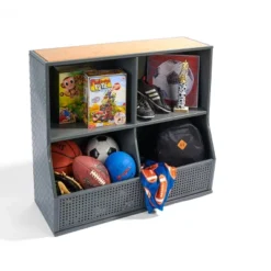 Badger Basket Metal And Bamboo MultiBin Storage Cubby Charcoal/Natural -Home Storage Store GUEST 7792094c 3a86 4777 a349 30a91da02f4a