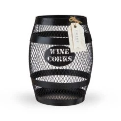 Twine Barrel Cork Holder Metal Decorative Wine Cork Collection Storage, Rustic Black Finish, Black, Holds 150 Corks, Set Of 1 -Home Storage Store GUEST 7989bc07 7412 4667 a97e 78a278e37acb