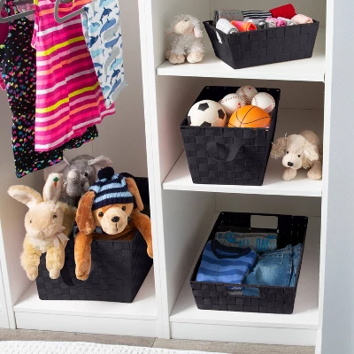 Simplify Large 13" Woven Strap Storage Bin Black 5 Simplify Large 13" Woven Strap Storage Bin Black - Image 5