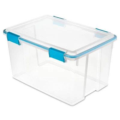 Sterilite 54 Quart Clear Plastic Stackable Storage Container Box Bin With Air Tight Gasket Seal Latching Lid Long Term Organizing Solution 1 Sterilite 54 Quart Clear Plastic Stackable Storage Container Box Bin With Air Tight Gasket Seal Latching Lid Long Term Organizing Solution