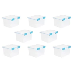 Sterilite 32 Quart Stackable Clear Plastic Storage Tote Container With Blue Gasket Latching Lid For Home And Office Organization, Clear -Home Storage Store GUEST 7ec27af3 23b9 4d45 8a87 62318e859ff7
