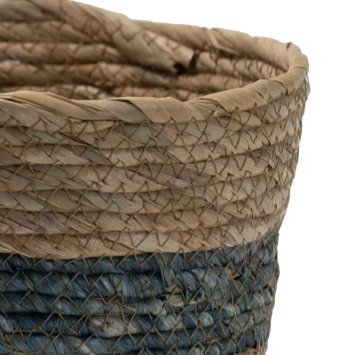 Set Of 2 Blue Cattail Decorative Storage Baskets - Foreside Home & Garden 1 Set Of 2 Blue Cattail Decorative Storage Baskets - Foreside Home & Garden