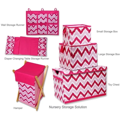 Bacati - MixNMatch Pink Zigzag Storage Box Small 5 Bacati - MixNMatch Pink Zigzag Storage Box Small - Image 5