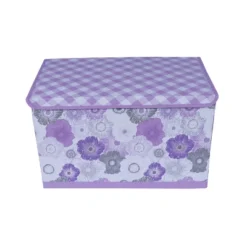 Bacati - Watercolor Floral Purple/Gray Fabric Storage Toy Chest