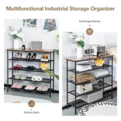 Shoe Rack 5-Tier Shoe Storage Organizer W/4 Metal Mesh Shelves For 16-20 Pairs 14 Shoe Rack 5-Tier Shoe Storage Organizer W/4 Metal Mesh Shelves For 16-20 Pairs -Home Storage Store GUEST 849189f8 87f2 4b18 b53a 97ae15afbc84