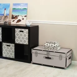 Seward Trunk 30" Paper Line Wheels And Bone 12 Seward Trunk 30" Paper Line Wheels And Bone -Home Storage Store GUEST 85980b28 591e 4f3e acdc 16e863e83b68